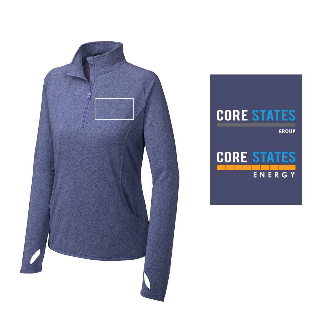 Women's Sport-Tek® Sport-Wick® Stretch 1/4-Zip Pullover - True Navy Heather