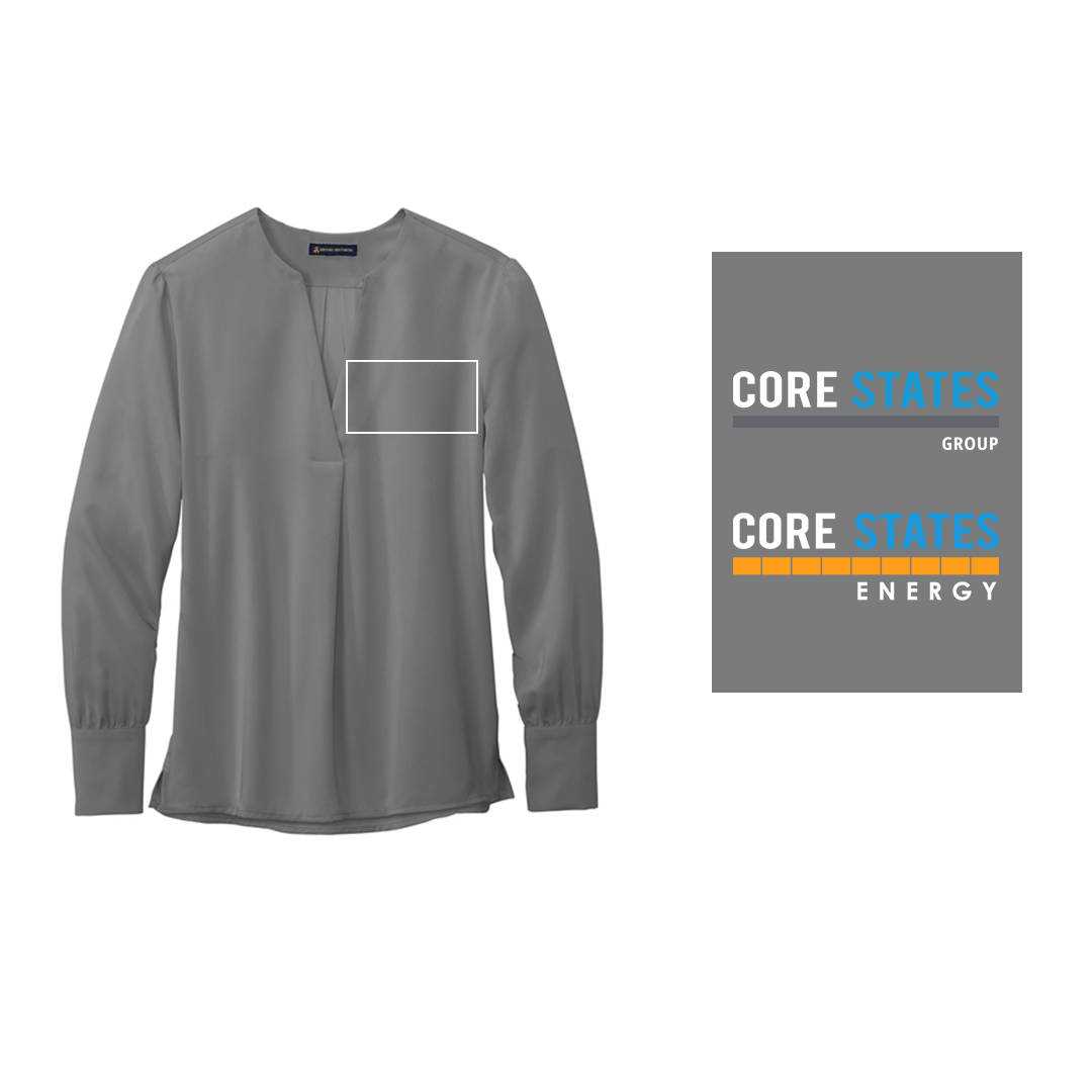 Women's Brooks Brothers Open-Neck Satin Blouse - Shadow Grey