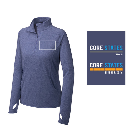 Women's Sport-Tek® Sport-Wick® Stretch 1/4-Zip Pullover - True Navy Heather